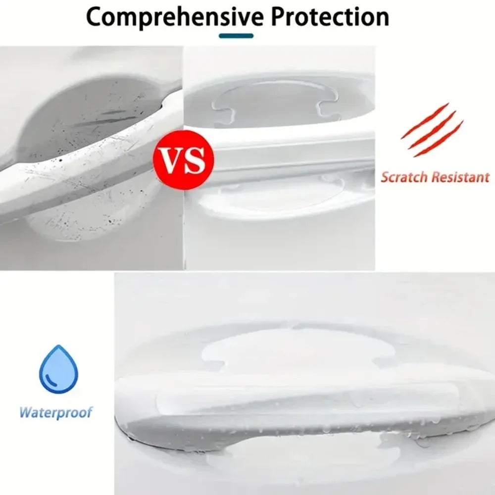 8PCS Universal Car Door Handle Bowl Scratch Protective Stickers Transparent Car Handle Anti-collision Protection Strip