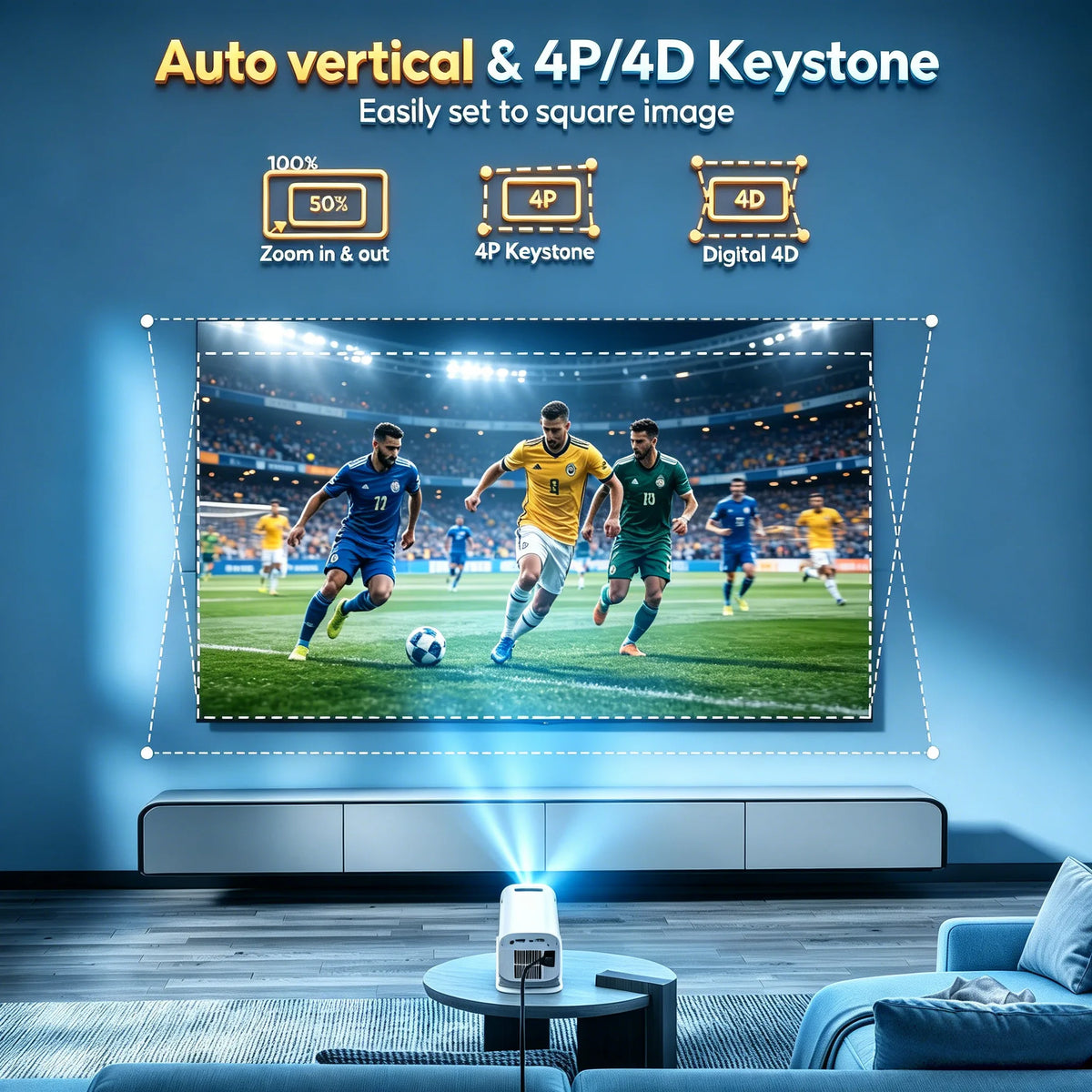 XGODY Gimbal 3 Pro Mini Portable Projector, Native 720P 300 ANSI 4K Supported, Android 11 WiFi 6 BT 5.4, Auto Vertical Keystone Correction, 120 Inch Backyard Travel Movie Gaming Projector with HDMI USB