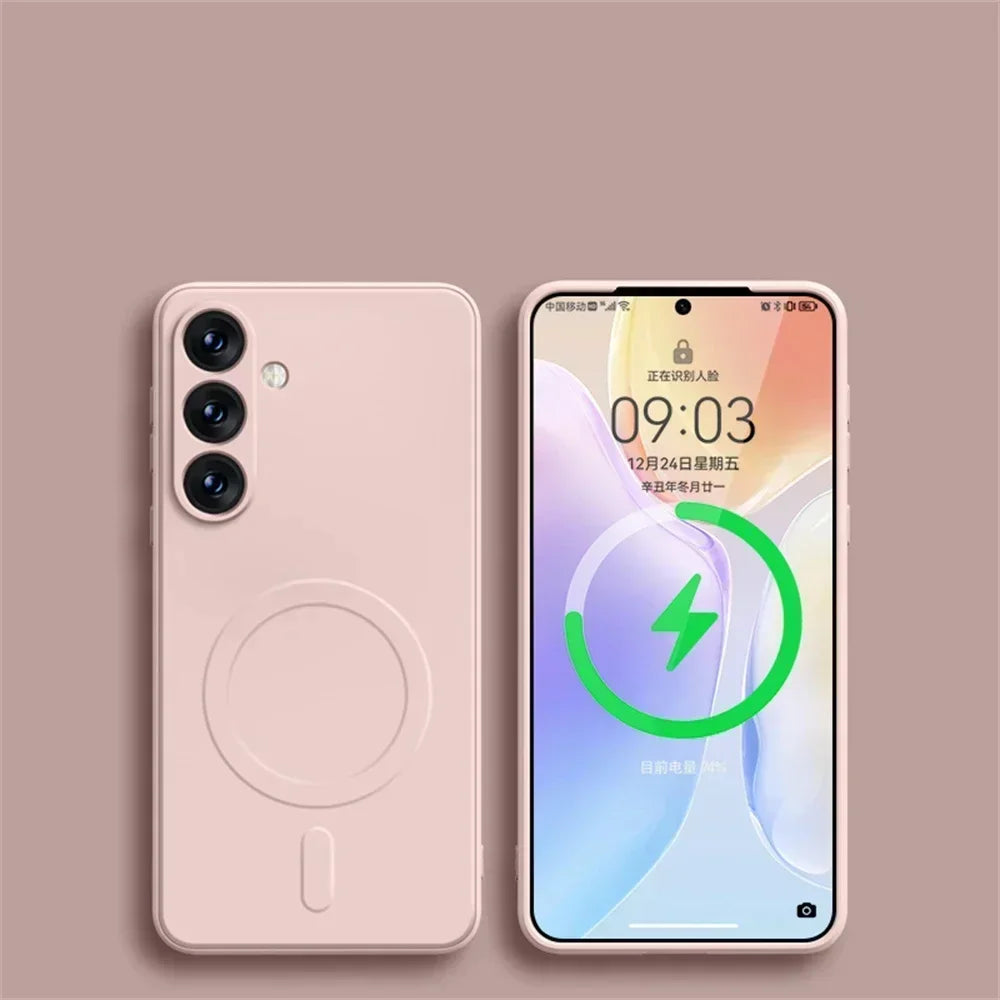 Original Liquid Silicone Magnetic Wireless Charge Case For Samsung Galaxy S26 S25 S24 S23 S22 Ultra For Magsafe Shockproof Cover