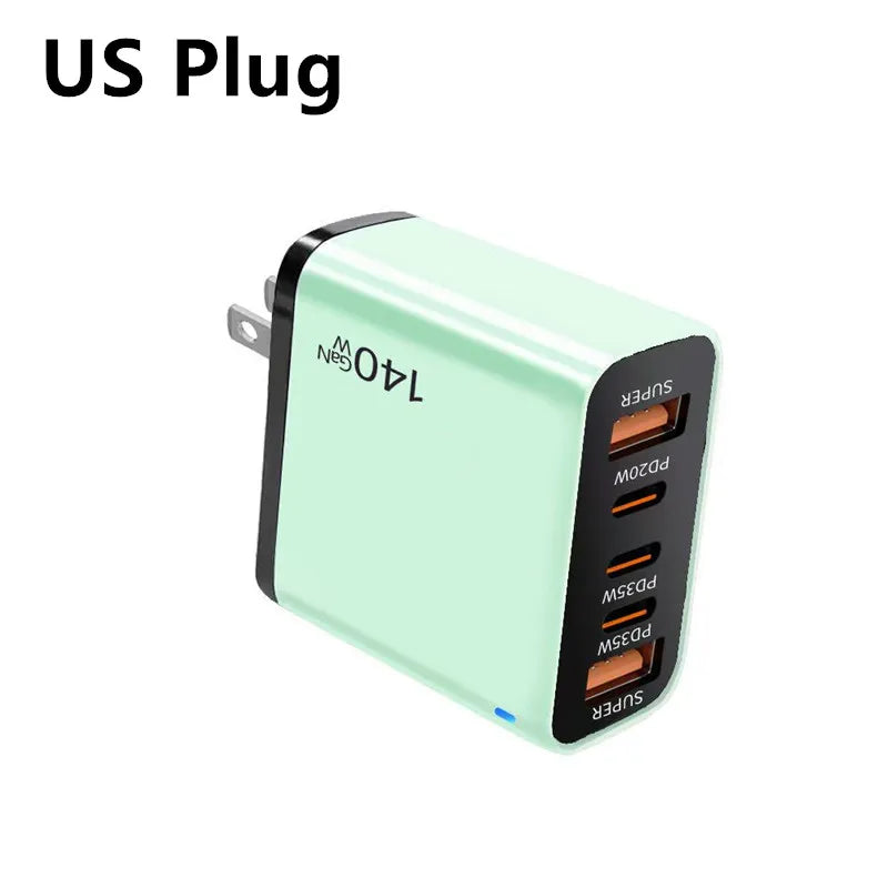 GaN 140W USB C Charger PD Fast Charging Travel Charger For iPhone Samsung Xiaomi Huawei OPPO Mobile Phone Adapter EU US UK Plug