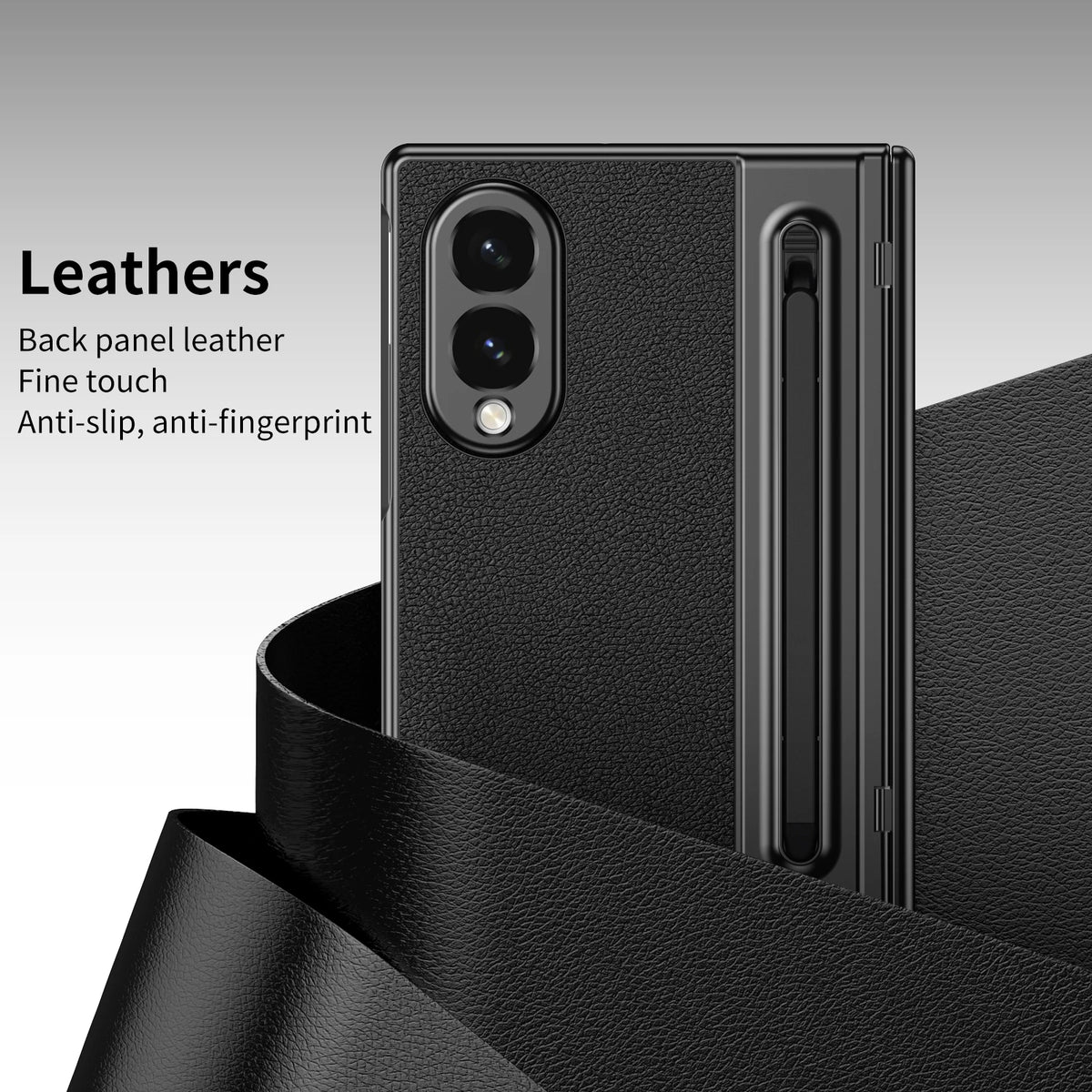 Leather Skin Tempered Glass Hinge Case for Samsung Galaxy Z Fold 8 7 6 5 4 3 Fold8 Ultra Fold7 Fold6 Fold5 Fold4 Fold3 Cover
