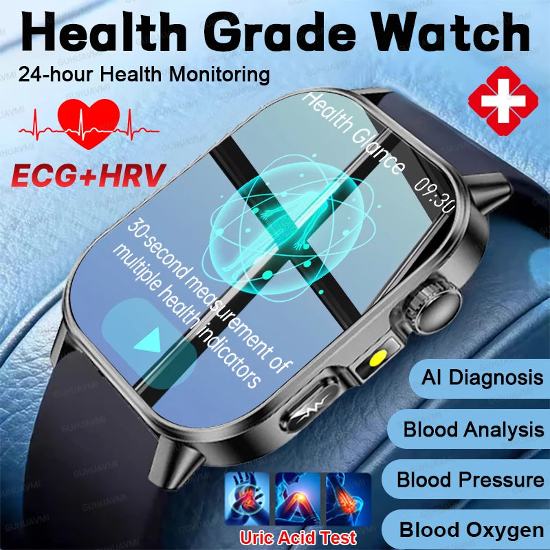 2026 Fit 3 New Health AI Nursing SmartWatch Men ECG+PPG Blood Lipid Uric Acid Health Analysis Clock Bluetooth Call Watch For IOS