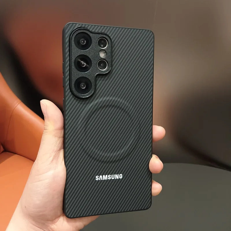 Carbon Fiber Magnetic for Magsafe Case For Samsung Galaxy S26 S25 S24 S22 S21 Ultra Plus S23 FE Wireless Charging Bumper Cover