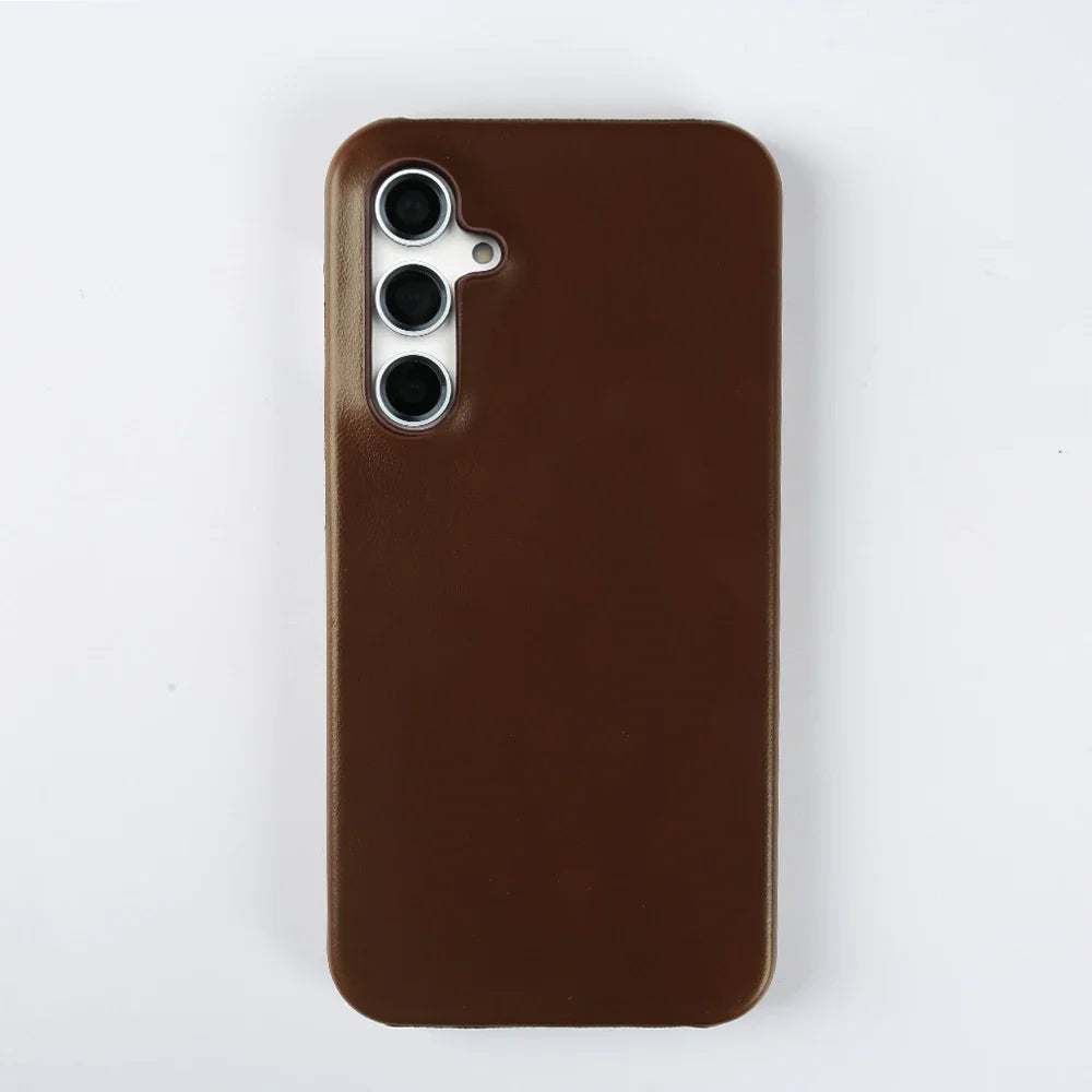 Handmade Genuine Leather Case For Samsung Galaxy S23 FE S20 S20FE 5G S22Plus S21 Aesthetic Vintag Pattern Phone Shell Back Cover