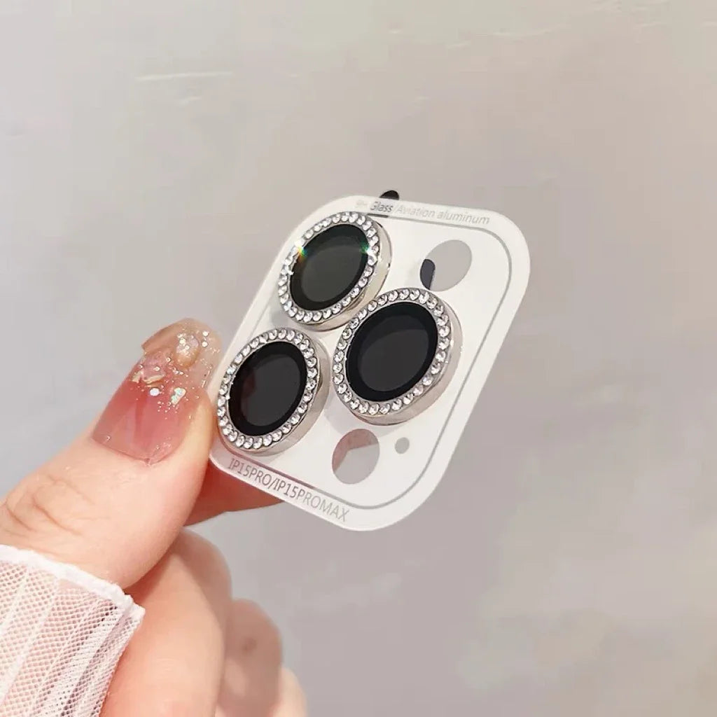 3-2Pcs Luxury Diamond Camera Protector For IPhone 17 promax 16 15 14 13 12 Pro Max Glitter Ring Lens Glass Back Lens Cap Shinny