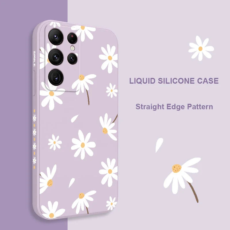 Plain Daisies Phone Case For Samsung Galaxy S24 S23 S22 S21 S20 Ultra Plus FE S10 S9 S10E Note 20 Ultra 10 9 Plus Cover