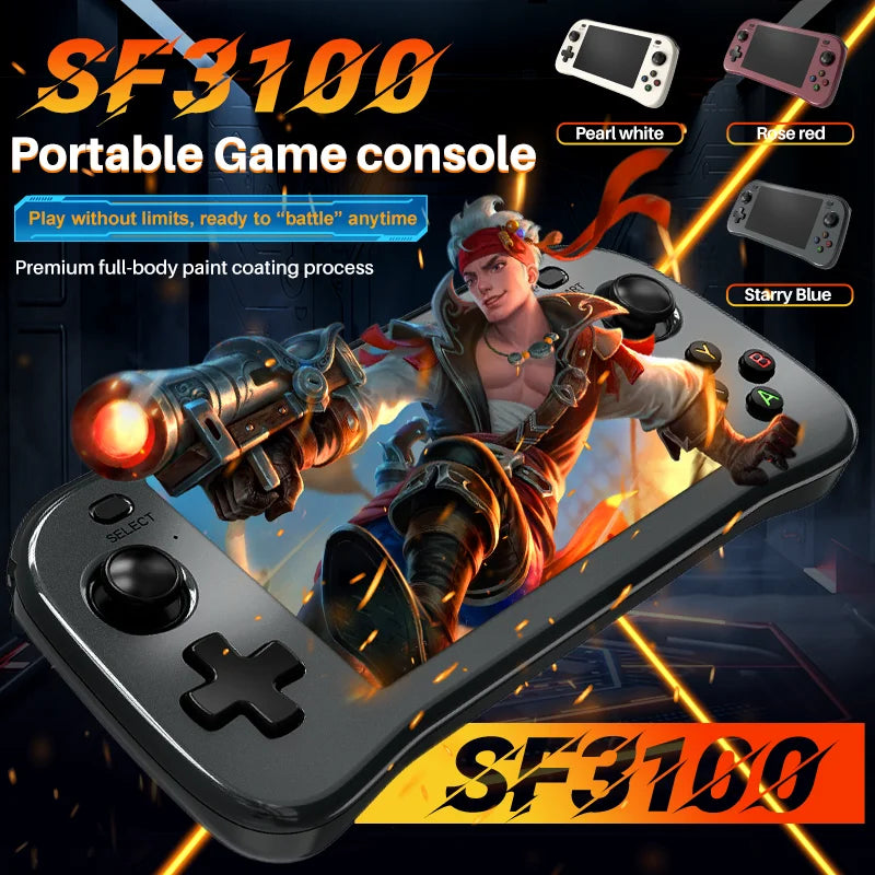 SF3100 Retro Handheld Video Game Console Classic Games Pocket Player 4.5 Inch IPS Screen 3000mAh Portable Linux System SF3000