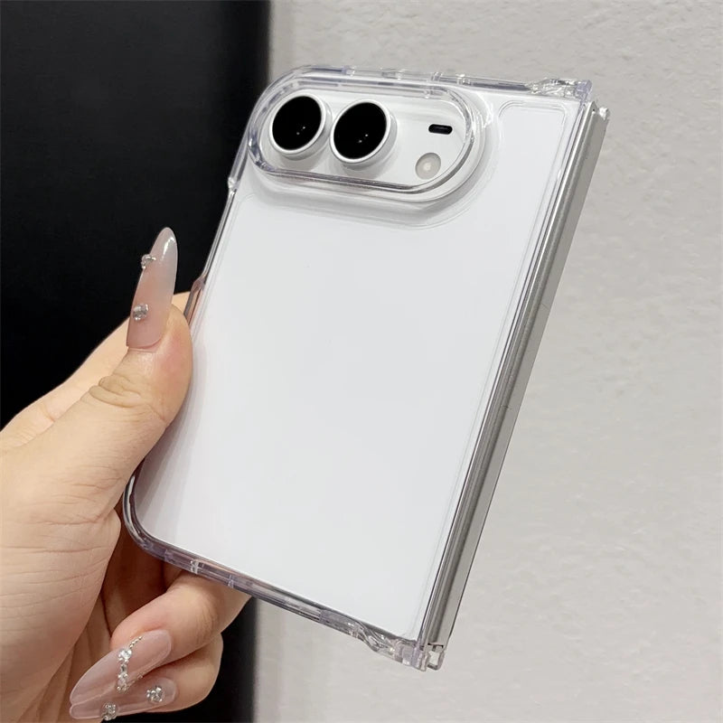 New Simple HD Transparent Acrylic Folding Phone Case For iPhone Duo Ultra 18Duo Fold TPU Bumper Shockproof Hard Clear Back Cover
