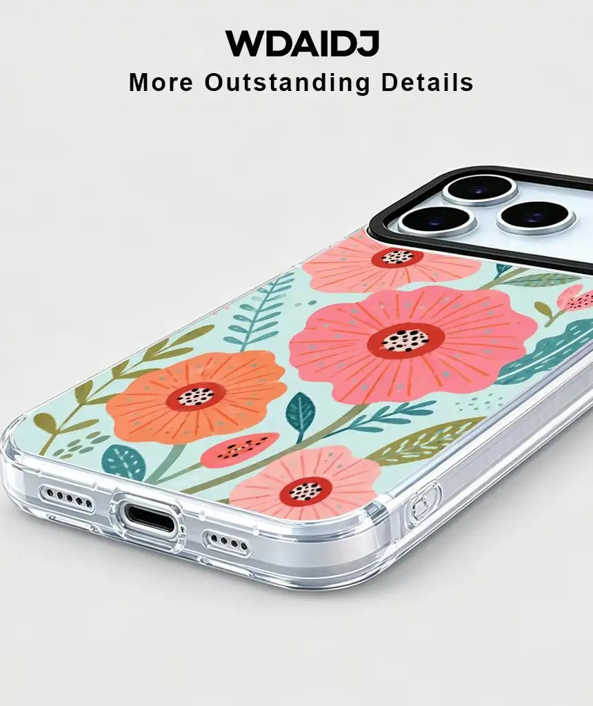 Whimsical Floral Illustration Anti Scratch Slim Phone Case For iPhone 13 14 15 16 17 Delicate Botanical Storybook Look