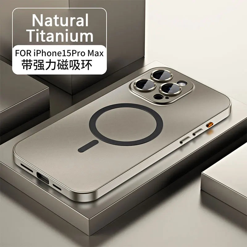 Aluminum Metal Frame Magnetic Case For iPhone 13 12 14 15 16 17 18 Pro Max For Magsafe Wireless Charging Lens Film PC Back Panel
