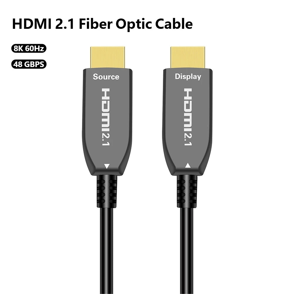 HDMI 2.1 Fiber Optic Cable Long Distance 8K@60Hz 4K@240Hz 48Gbps AOC HDMI Optical Cable for Projector TV Monitor Commercial Show