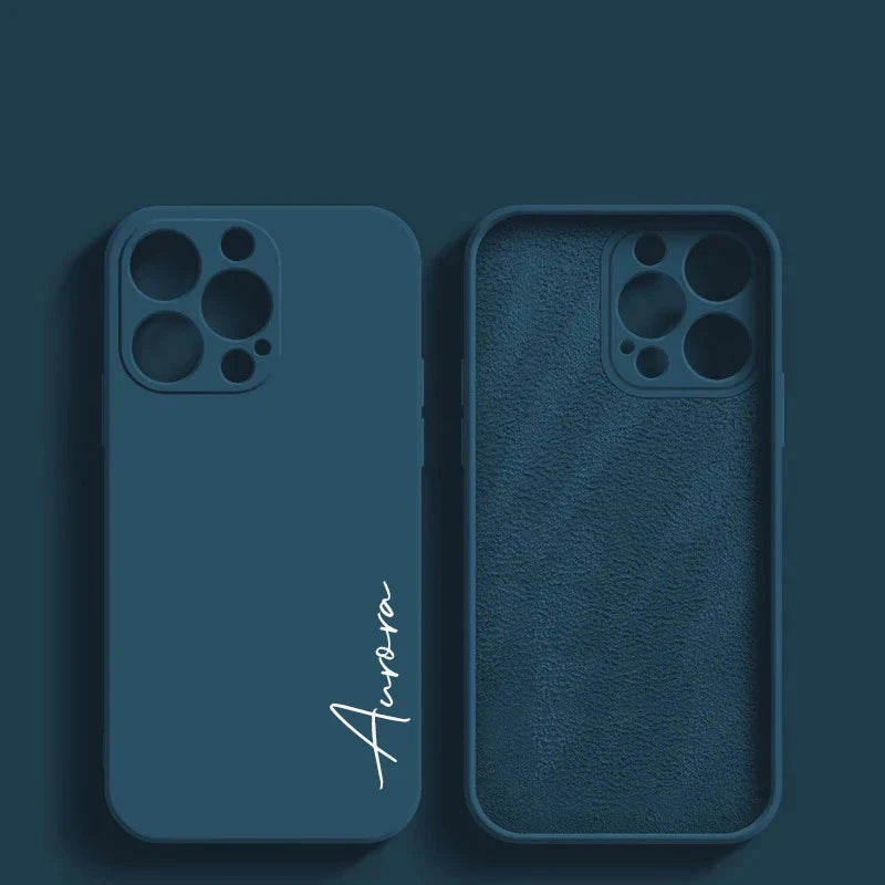 Customized Personalized Name Luxury Initials Soft Liquid Silicone DIY Case For Iphone 18 17 16 15 14 13 12 11 Pro Max Plus Cover