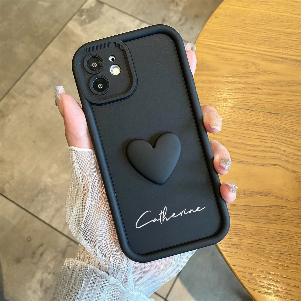 Cute INS Love Heart Personalized Name Case For iPhone18 17 16 15 14 13 12 11Pro Max 17 Air Luxury Soft Silicone Custom DIY Cover