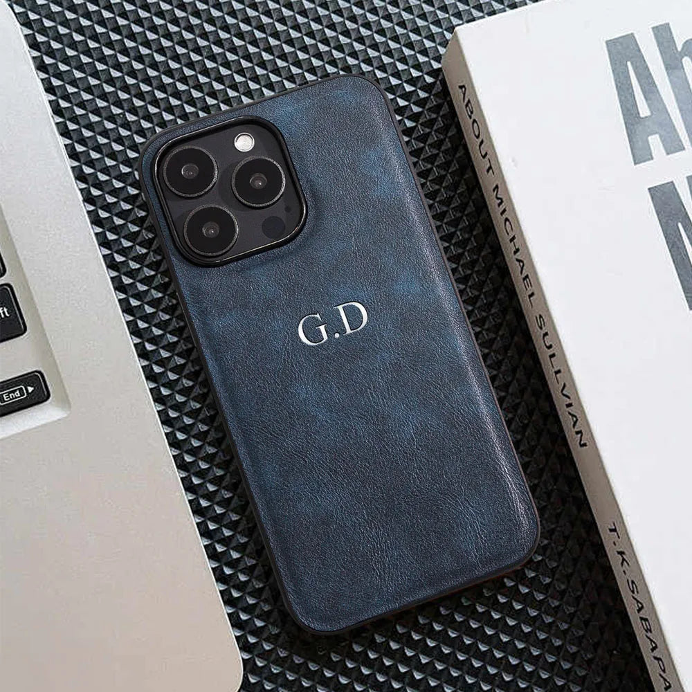 Leather Personalized Customized Initials Name Case For iPhone18 17 Air 16 15 14 13 12 11Pro Max Plus Luxury DIY Engraved Cover