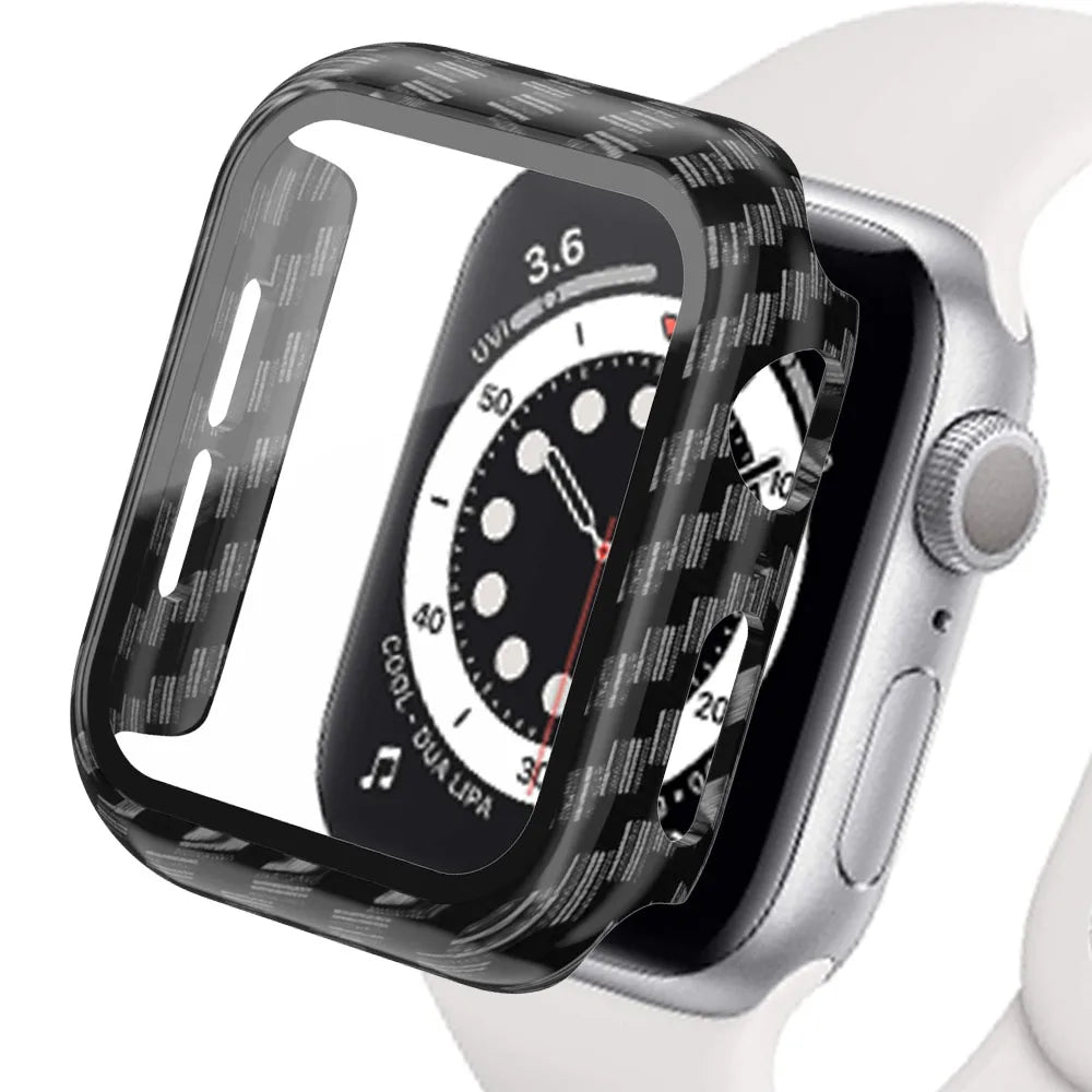 Glass+Matte Watch Cover for Apple Watch Case 45mm 41mm 44mm 40mm 42mm 38mm Bumper+Screen Protector for Iwatch SE 8 7 6 5 4 3 2 1