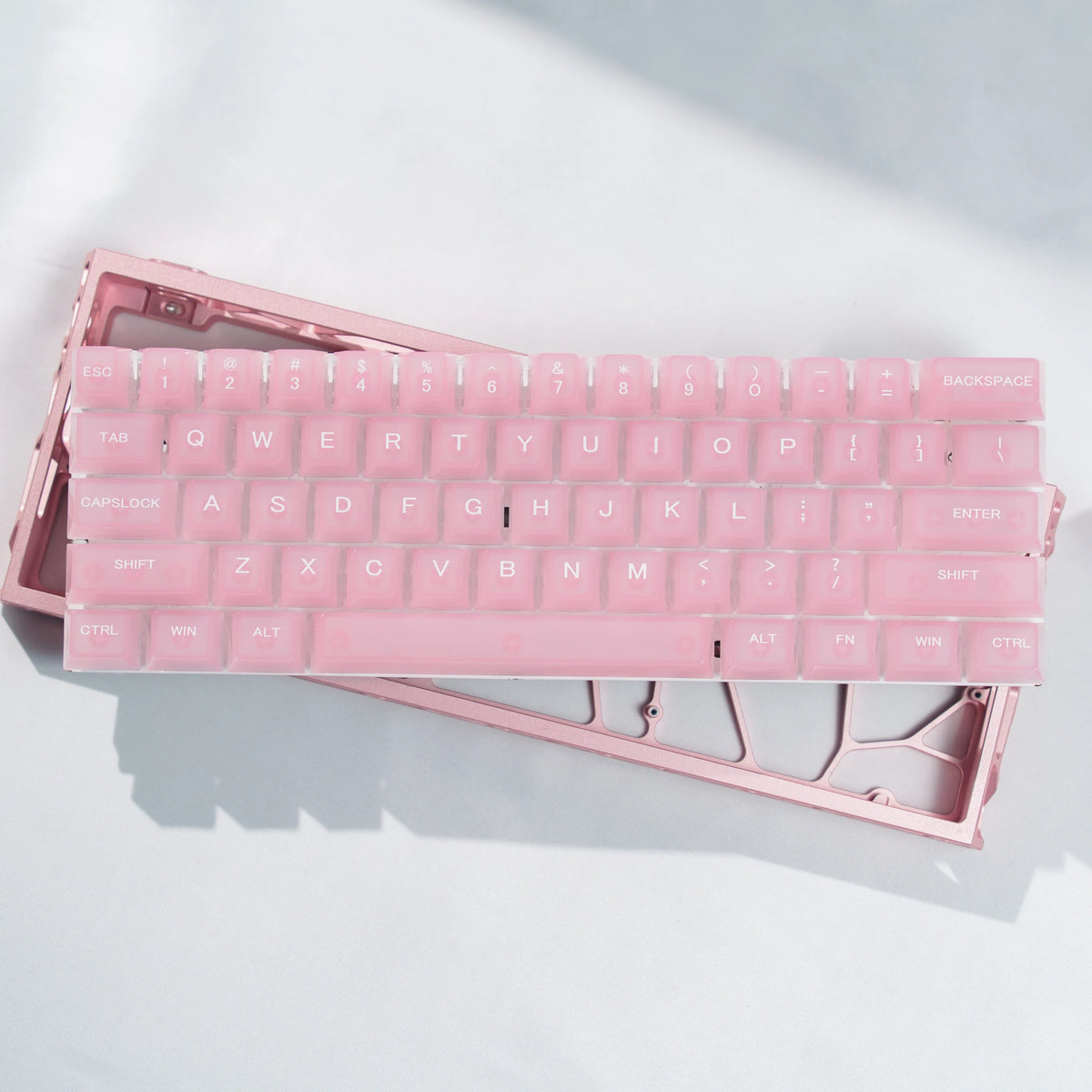 115 Keys Semi-transparent RGB Backlit PC Keycaps MDA Profile Foggy Pink UV-print Keycaps for Cherry Gateron MX Switches Keyboard