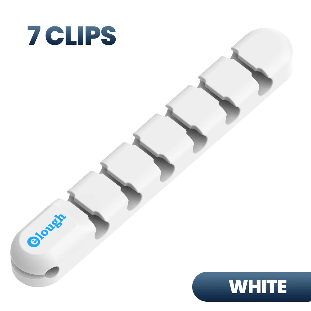 Elough Cable Organizer 7 Clip Cable Management Tidy Silicone Winder Wire Holder Arrangement For Mouse Earphone Protector