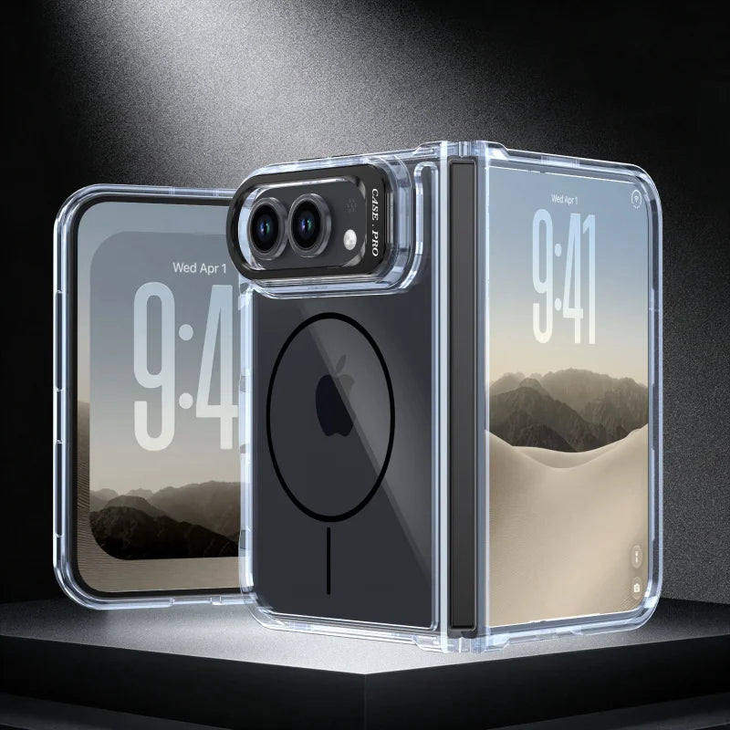 Luxurious Original Skin Clear Lens Holder Magnetic Phone Case For IPhone Duo For Magsafe All-round Anti Drop Protective Cover