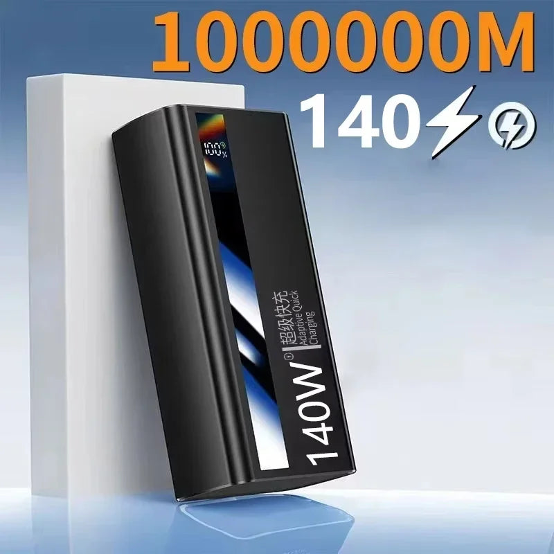 Lenovo CCC 500000mAh 140W Powerbank Super Fast Charging Portable Battery Charger Ultra Capacity LED Digital Display 2027NEW