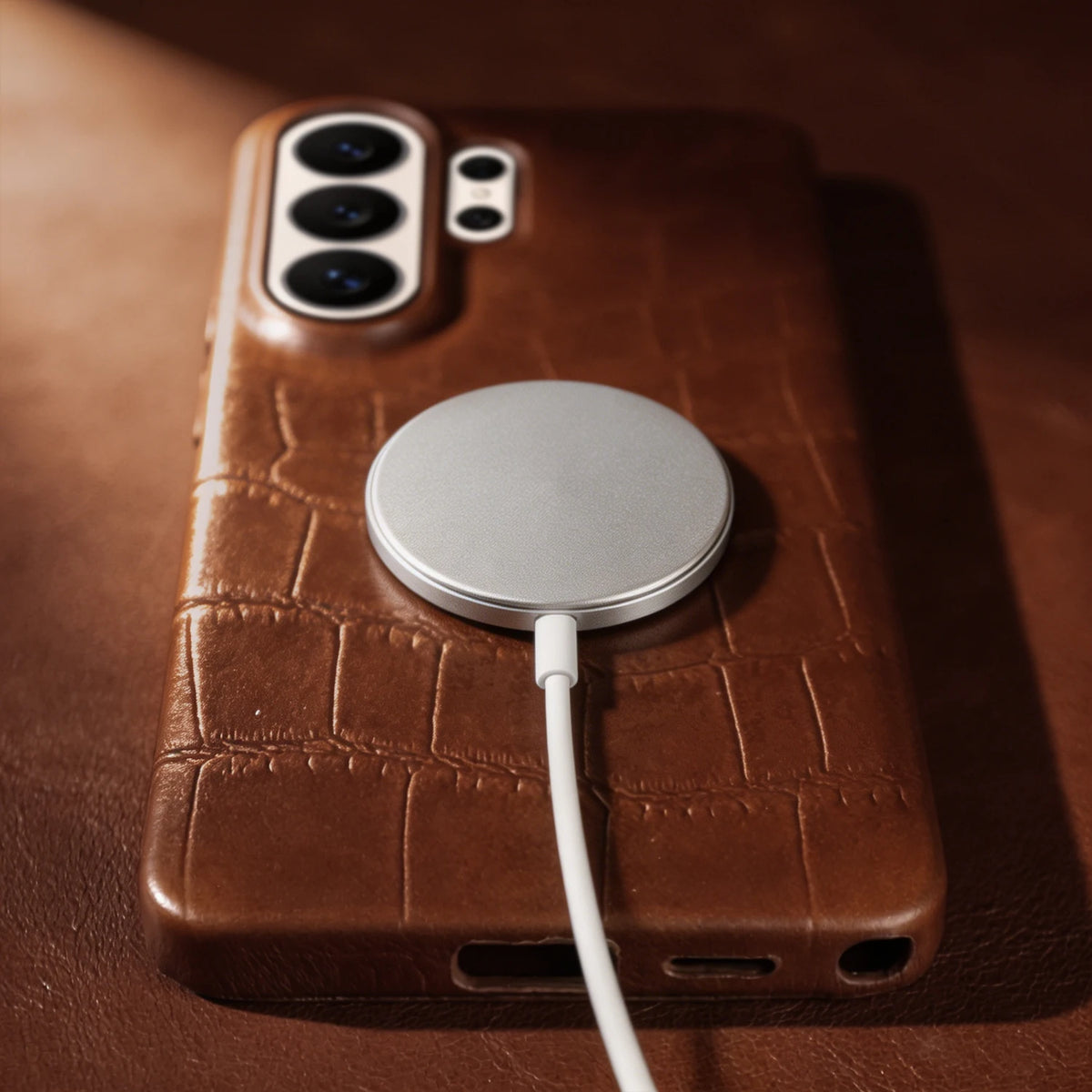 For Magsafe Genuine Leather Case For Samsung Galaxy S26 Ultra S25 FE S24 S23 S22 S26 Plus Phone Back Cover S26Ultra Magnetic