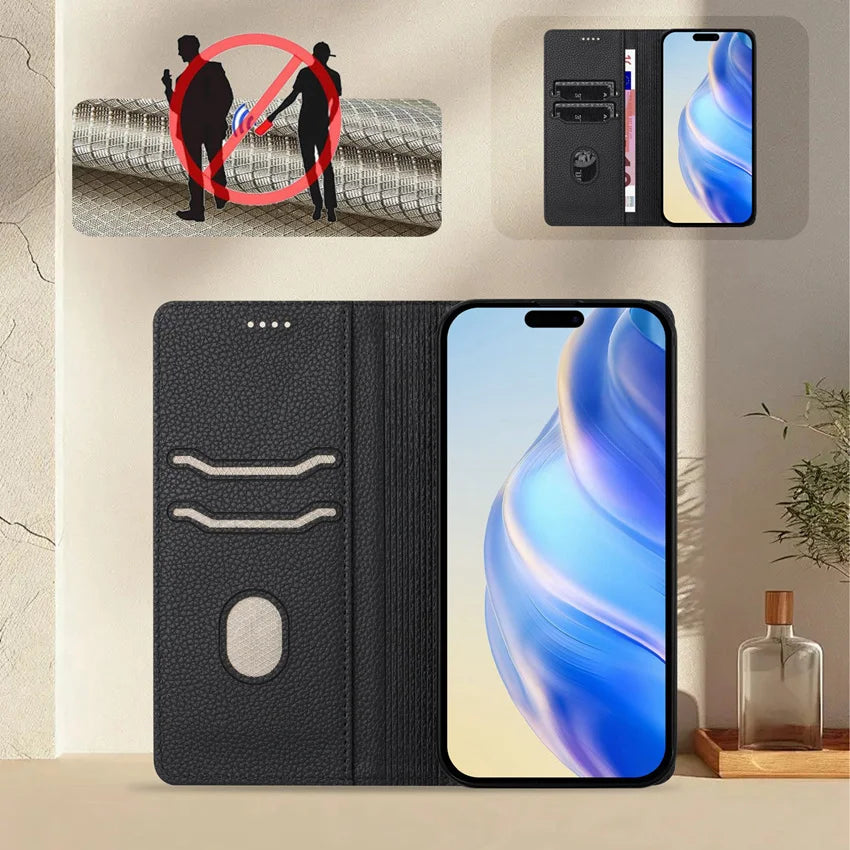 Rfid Blocking Leather Case For Samsung Galaxy S25 S24 S23 S22 S21 S20 Ultra Plus FE 5G Magnetic Wallet Flip Card Slot Cover