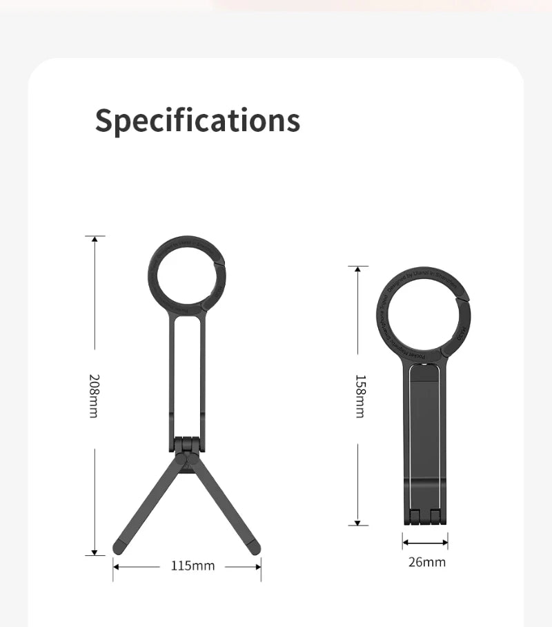 MA30 Carabiner-Mounted Phone Tripod for iPhone 15 14 13 12 Pro/Pro Max Dual-sided Magnet Tripod Desk Mount Phone Handle