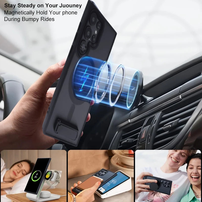 UYUXIO Magnetic Stand Phone Case for Samsung Galaxy S26 A05 A06 A16 A26 A35 A36 A55 A56 S25 S23 S22 Ultra Cover with Kickstand