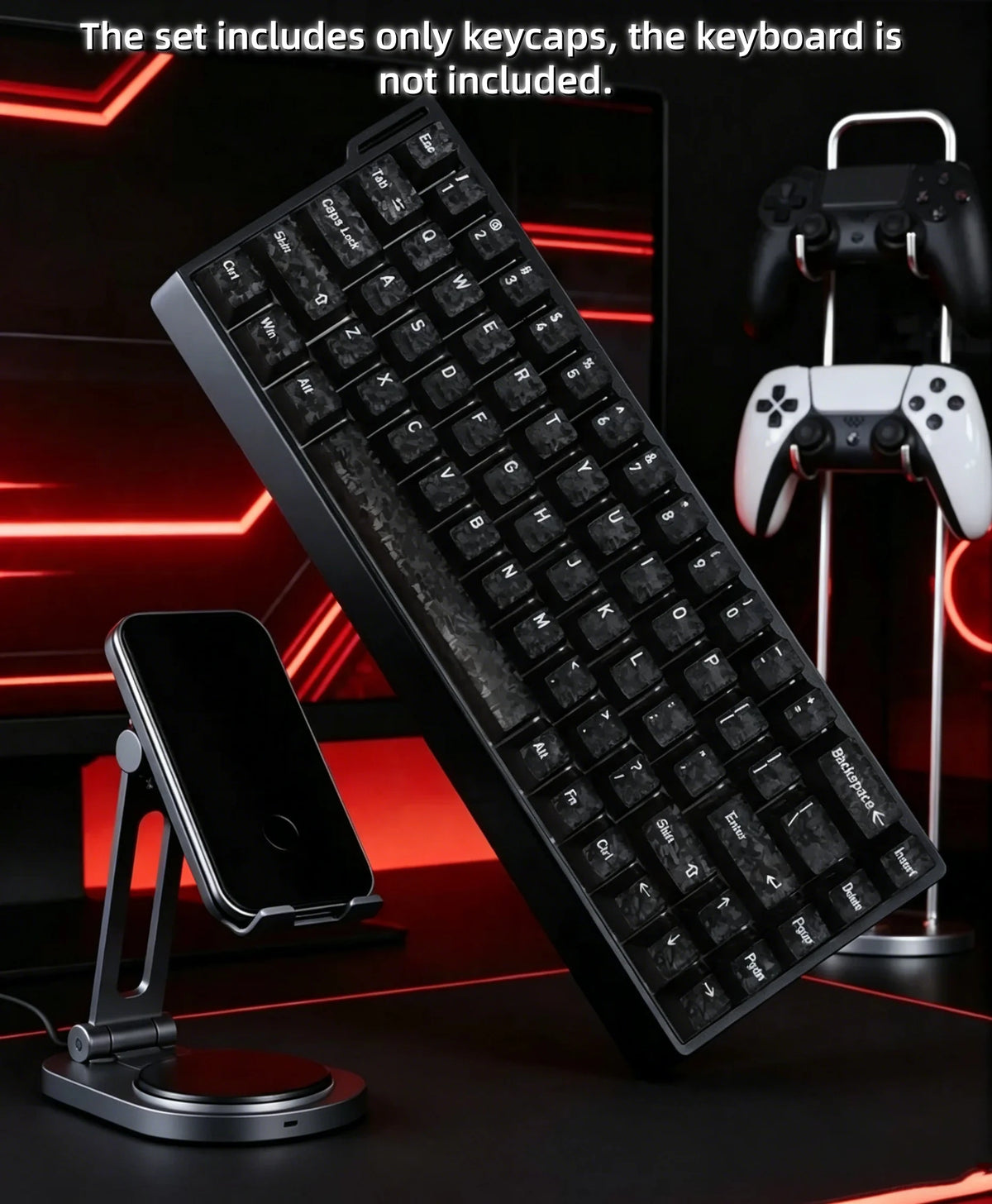 Letter Drive 2026 Forged Carbon Fiber Transparent Keycaps 132 Keys Cherry Profile RGB Backlit Key Cap For Mechanical Keyboard
