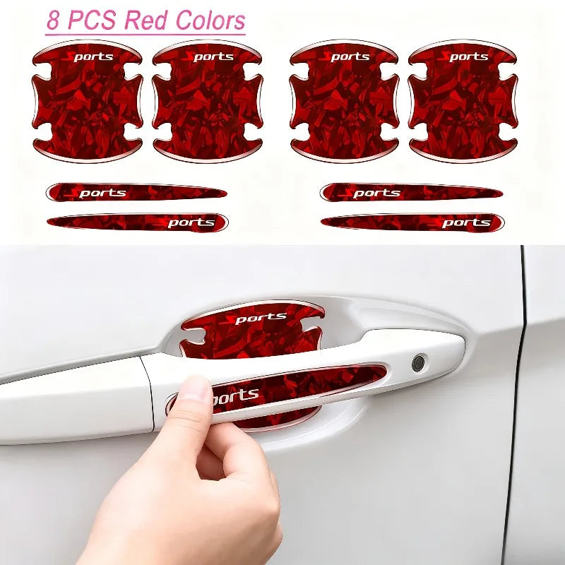 1 Set Carbon Fiber Car Door Wrist Protection stickers Door Handle Anti Collision Decorative Sticker Scratch-Resistant Wear