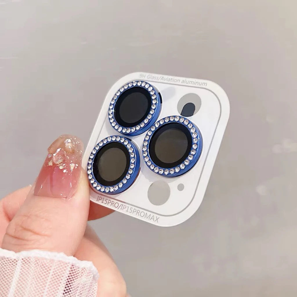 3-2Pcs Luxury Diamond Camera Protector For IPhone 17 promax 16 15 14 13 12 Pro Max Glitter Ring Lens Glass Back Lens Cap Shinny