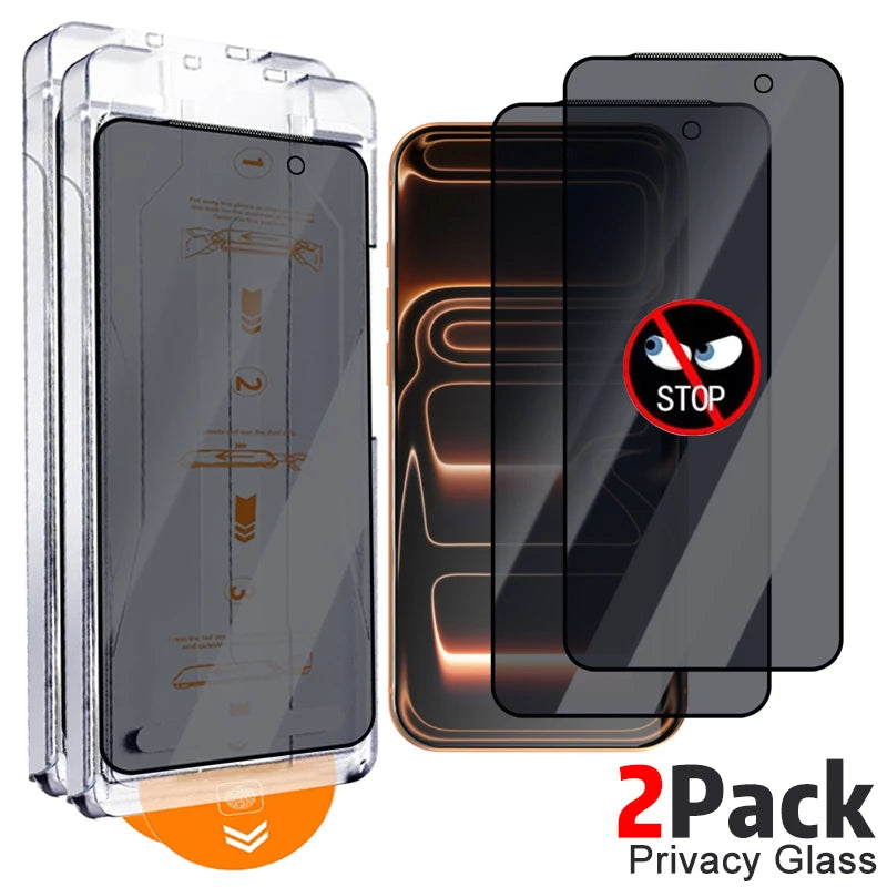 Easy Install Tempered Glass Privacy Screen Protectors for IPhone 18 Pro Max/18Pro/iPhone 17Pro Anti-spy Auto Alignment Kit Film