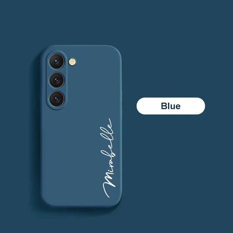 Customized Personalized Name Initials Soft Liquid Silicon DIY Case For Samsung S24 S23 S22 S21 S20FE Ultra Plus Cover For S23FE