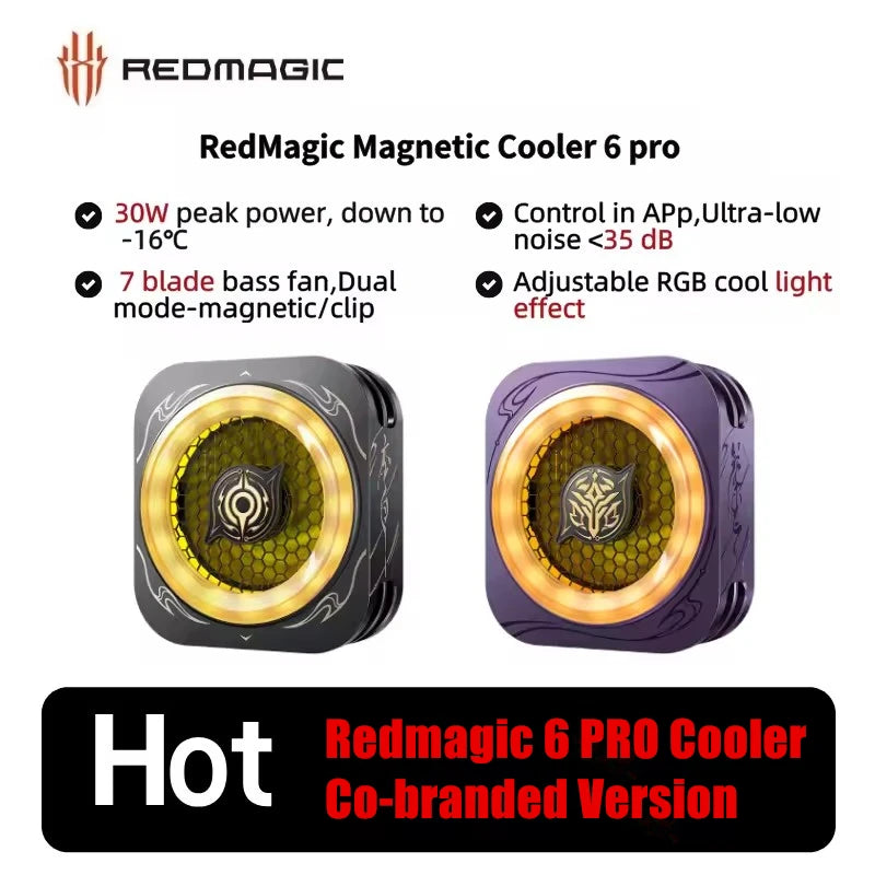 RedMagic Cooler 6 Pro Radiator Co-Branded Version Magnetic FunCooler 30W VC Liquid Cooling RGB LED AI Temperature Control Cooler