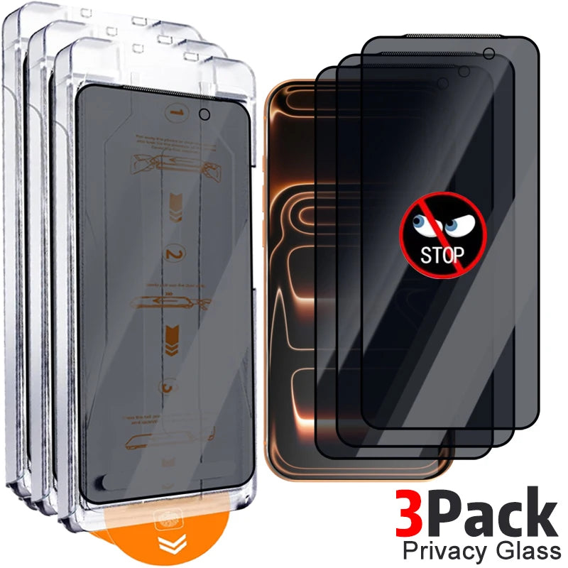 Easy Install Tempered Glass Privacy Screen Protectors for IPhone 18 Pro Max/18Pro/iPhone 17Pro Anti-spy Auto Alignment Kit Film