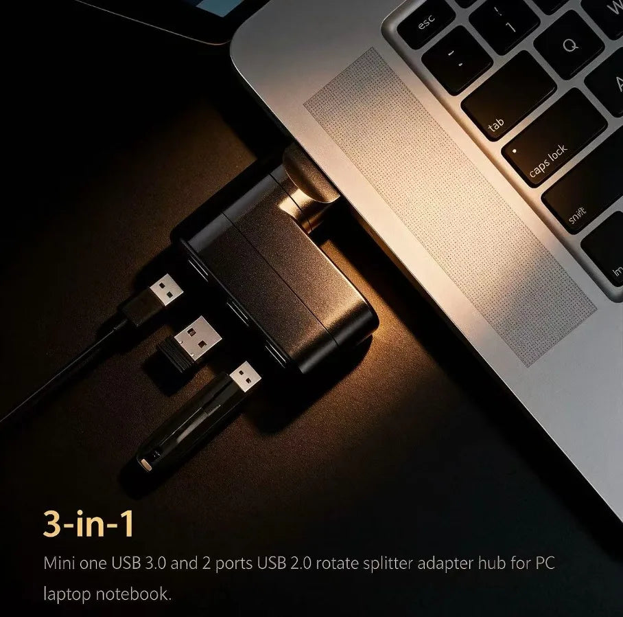 3 Port USB 3.0 Hub 180° Rotatable USB Splitter USB Extender for Laptop Car iMac MacBook Air MacBook Pro Other Electronic Devices