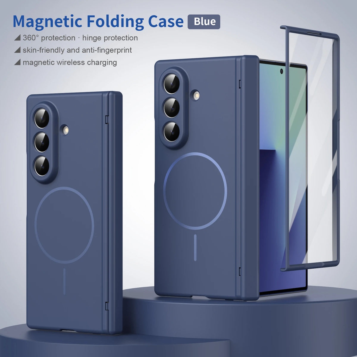 Magnetic Full Cover Hard PC Back Phone Case With Hinge Protection For Samsung Z Fold 8 Ultra 7 6 5 4 With Glass Film Protector