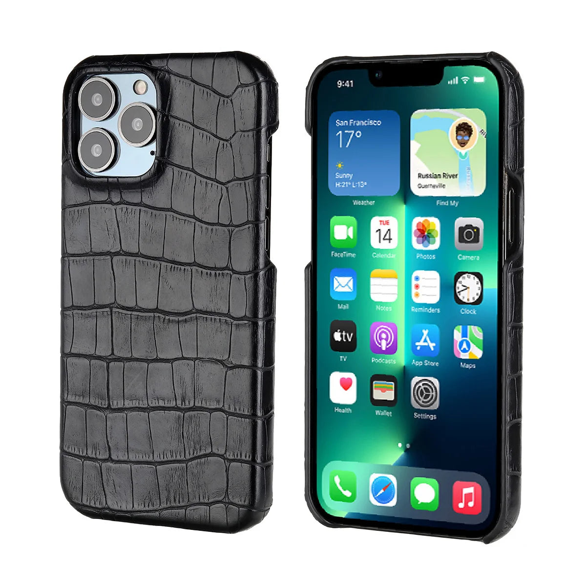 Ultra Thin Crocodile Leather Back Case For iPhone 17 16 15 14 13 Pro Max Shockproof Cover