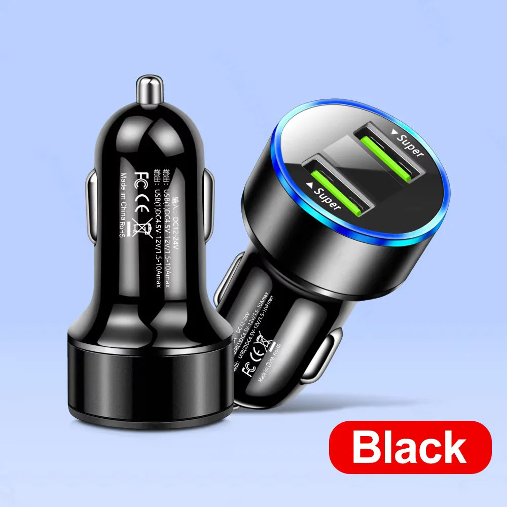 240W Car Charger Dual USB Ports 120W Super Fast Charging with Digital Display Quick Charging Adapter for IPhone Samsung Xiaomi