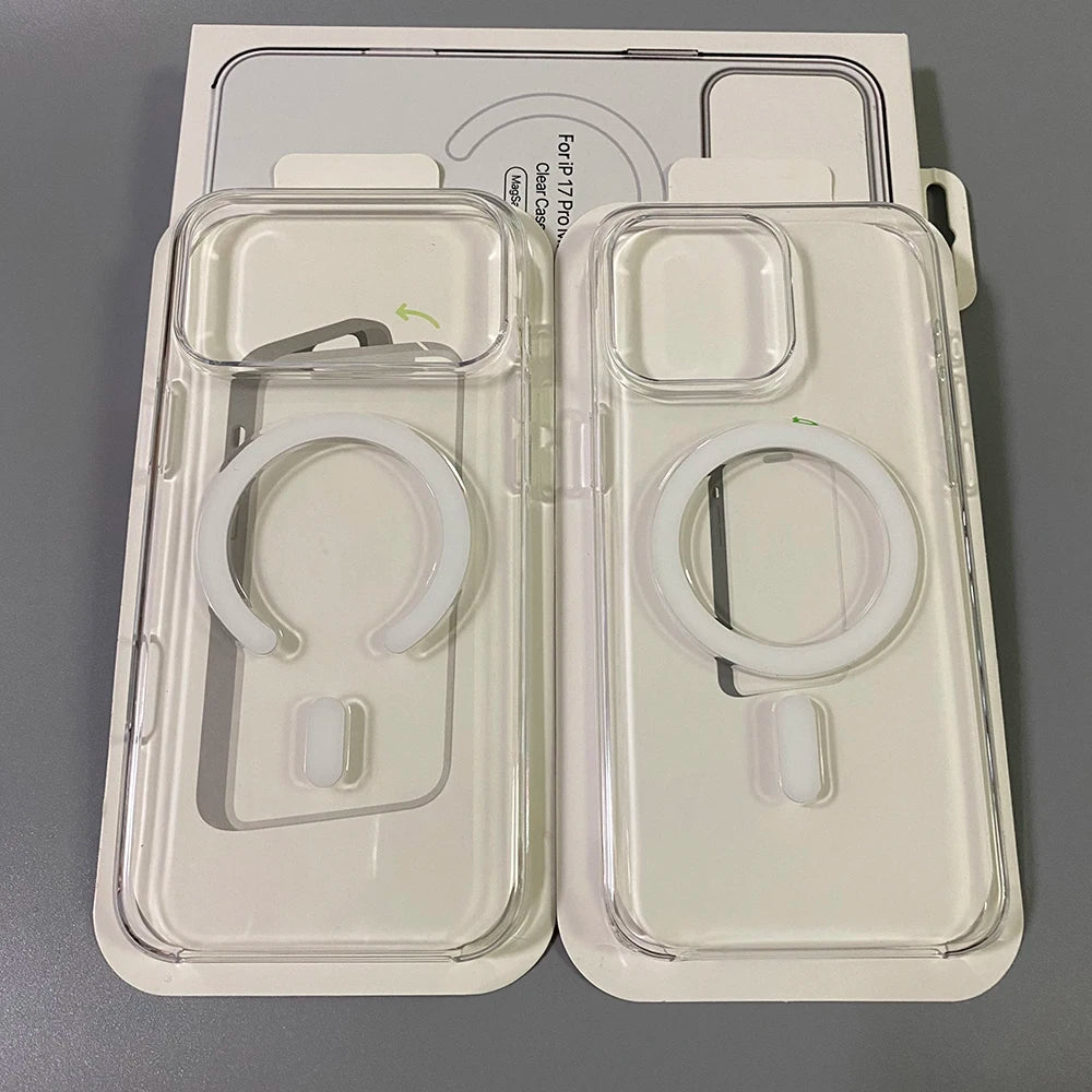 Original Magnetic Clear Phone Case For iPhone 18 17 16 15 14 13 12 Pro Max For Magsafe Wireless Charging With Camera Button