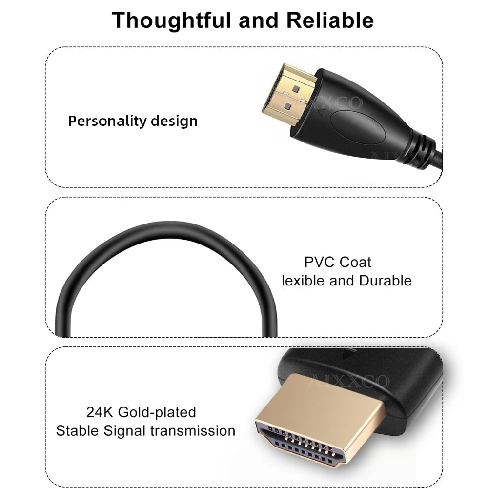 AIXXCO 0.5M 1.5M 1M 2M 3M 5M 10M Gold Plated HDMI-compatible Cable 1.4 1080p 3D Video Cables for HDTV Splitter Switcher