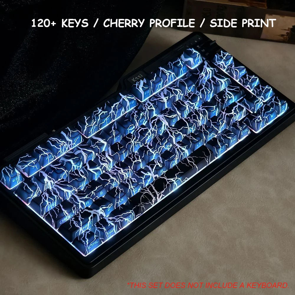 Kanagawa Themed Top/Side Printed RGB Backlit Keycaps 125 Keys Dye Sub PBT Keycaps Cherry Profile for Cherry MX Swtches Keyboard