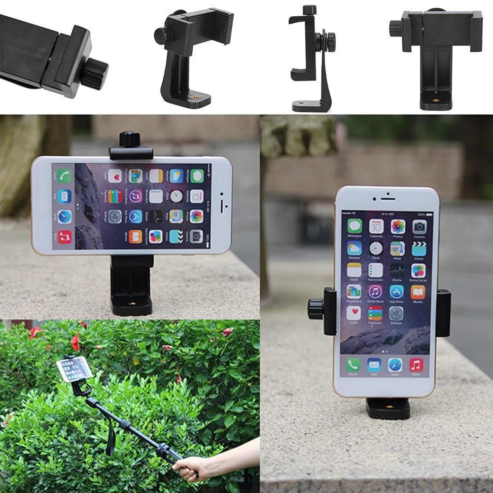 360 Degree Mobile Phone Clip Cellphone Holder With 1/4 Screw Tripod Mount Desk Tripod Adapter For Iphone Huawei Samsung