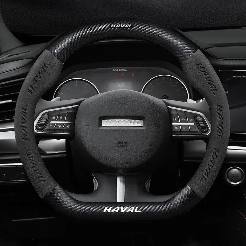 Suitable for Great Wall Haval H6 HEV PHEV sports version H2H3H7H8H9 suede carbon fiber anti-slip steering wheel cover accessorie