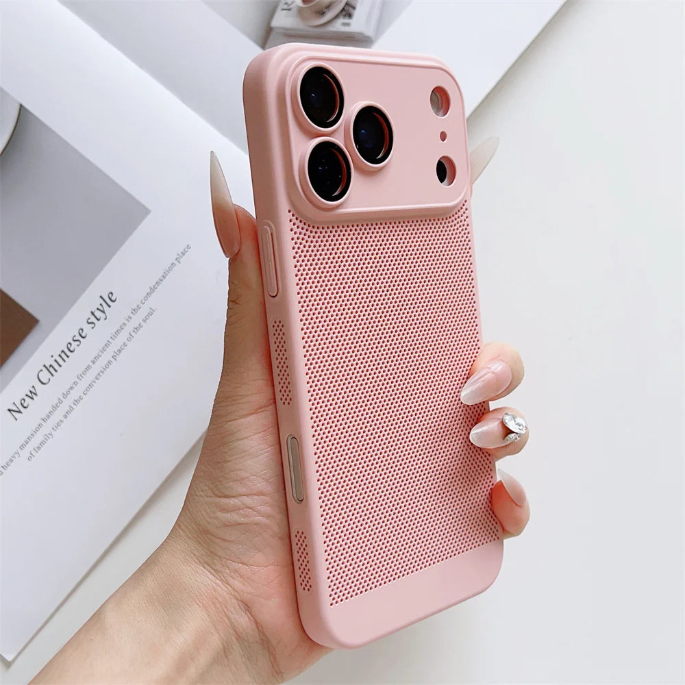 Cooling Phone Case with Full Camera Lens Protection For iPhone 17 Air 16e 16 15 14 Pro Max Plus Shockproof PC Back Cover