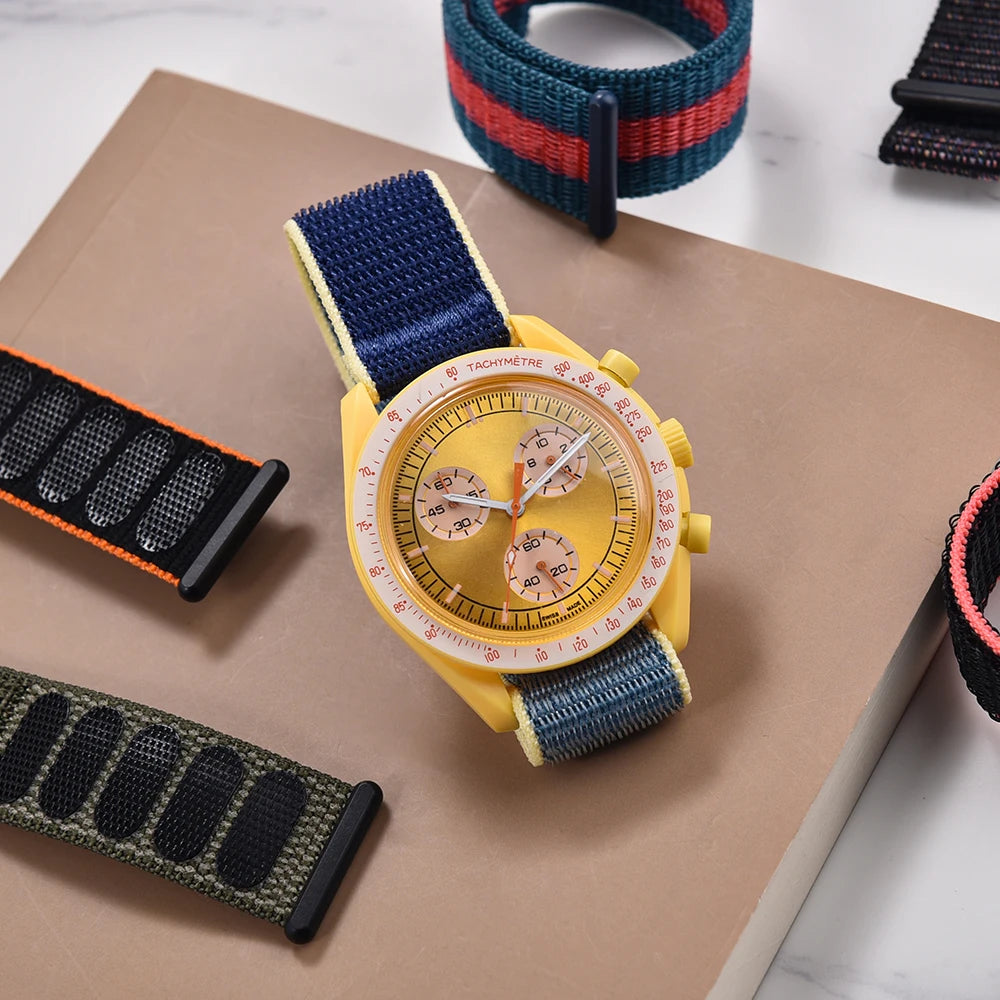 2026 Colorful Elastic Hook Loop Nylon Watch Strap Lightweight Adjustable Breathable Replacement Band 20mm/22mm