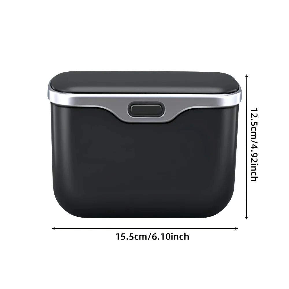Multifunctional Car Trash Can with Lid Button, Hanging Storage Bin for Wet and Dry Use, Auto Interior Accessories, Organizer Box