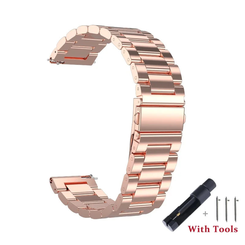 18mm 20mm 22mm 24mm Width Quick Release Full Stainless Steel Watchband Wristwatch Universal Flat Head Watch Strap Accessories