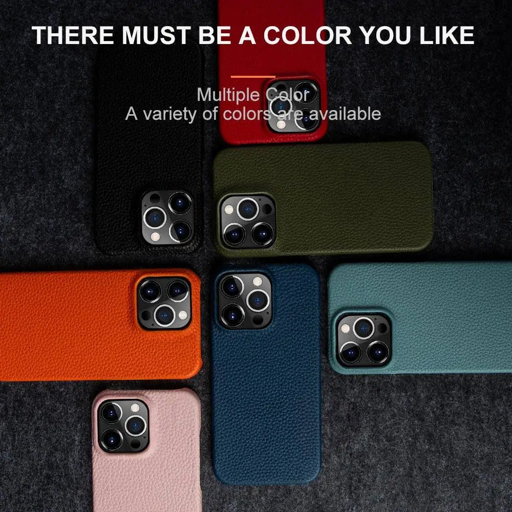 For iPhone 13 Pro Case Luxury Genuine Leather Cover Back Etui Coque Shockproof for Funda IPhone14 XR XSMax 15 7 8Plus 12 Carcasa
