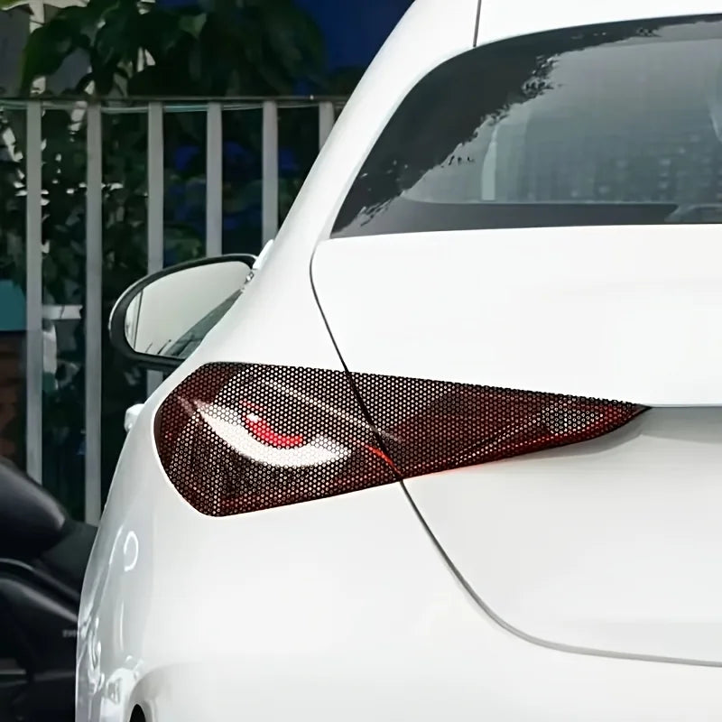 2 pack car headlight sticker grid eye decal, durable lampshade decorative sticker, suitable for car headlights and tail lights,