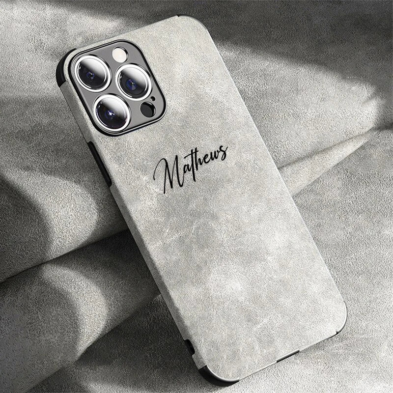 Personalized Luxury Leather Lambskin Case For iPhone 11 12 13 14 15 16 18Pro Max Customized Name DIY Cover